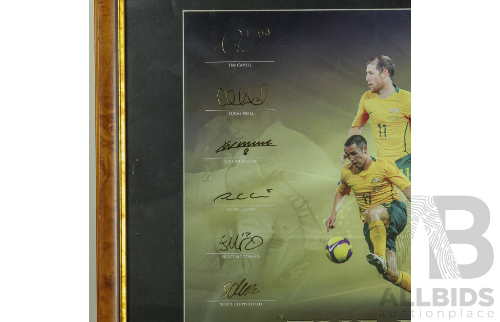 Official 'The Road to South Africa' Qantas Socceroos Limited Edition Print Commemorating the Australian National Soccer Team's 2010 FIFA World Cup Campaign, 62H x 107W cm (frame)
