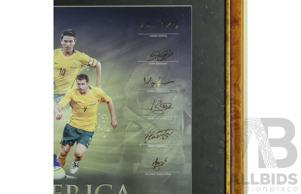 Official 'The Road to South Africa' Qantas Socceroos Limited Edition Print Commemorating the Australian National Soccer Team's 2010 FIFA World Cup Campaign, 62H x 107W cm (frame)