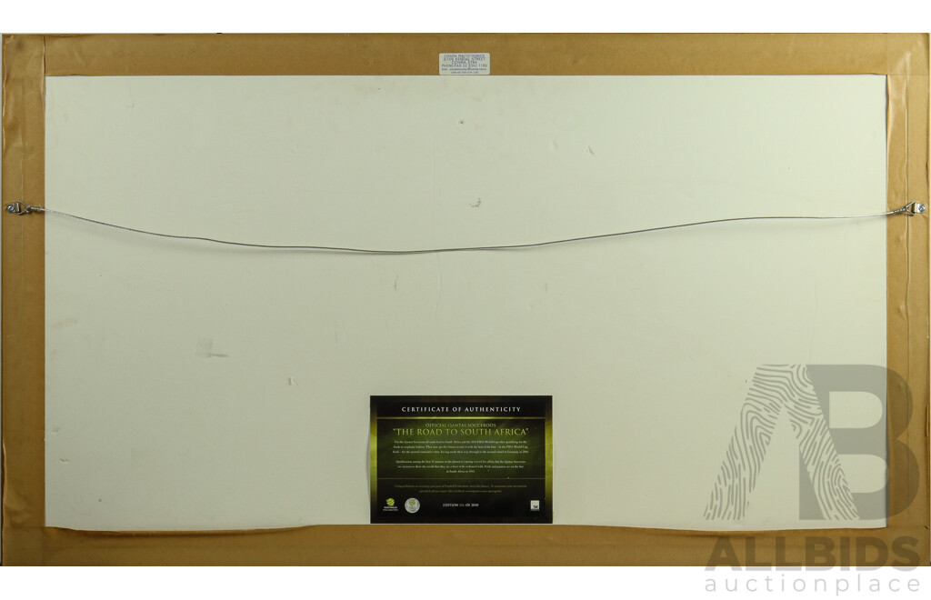 Official 'The Road to South Africa' Qantas Socceroos Limited Edition Print Commemorating the Australian National Soccer Team's 2010 FIFA World Cup Campaign, 62H x 107W cm (frame)