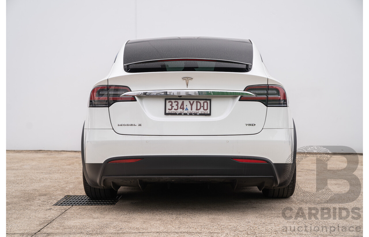 05/2018 Tesla Model X 75D (AWD) 75XB MY18 4d Wagon Pearl White Dedicated Electric EV - 245kw