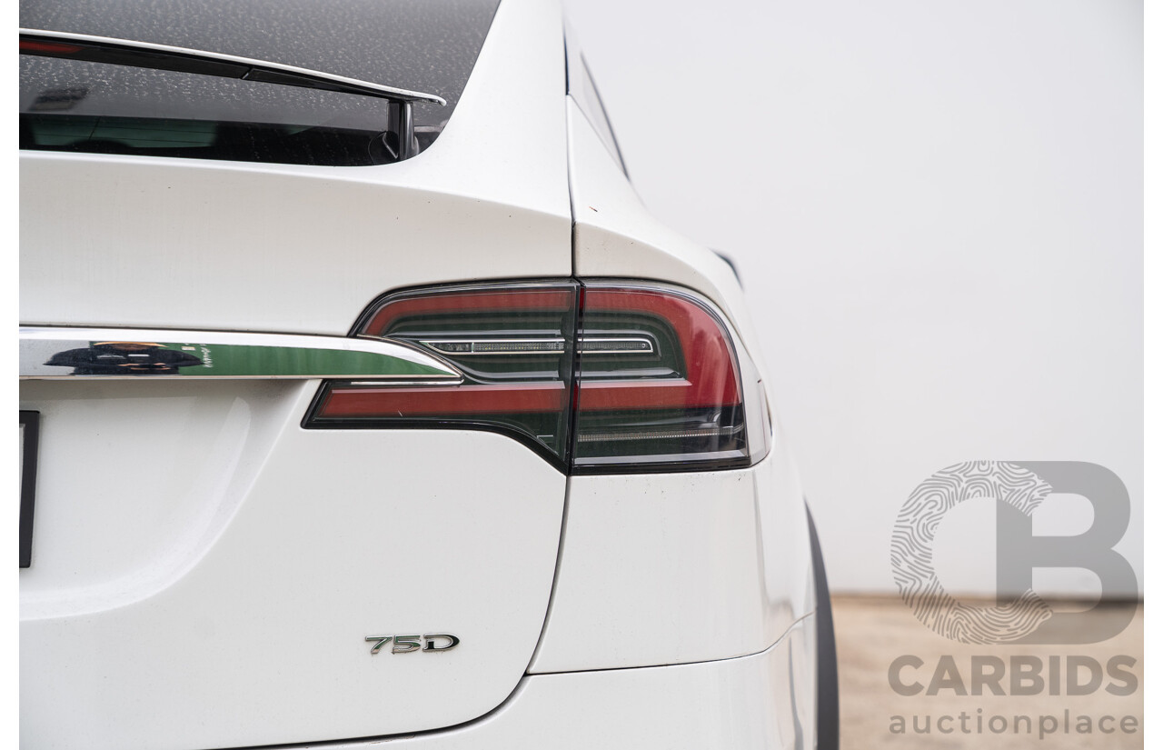 05/2018 Tesla Model X 75D (AWD) 75XB MY18 4d Wagon Pearl White Dedicated Electric EV - 245kw