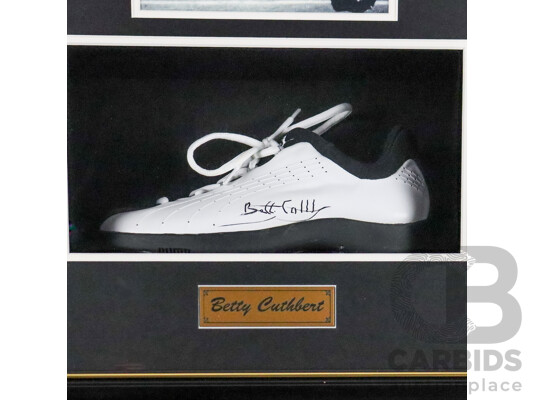 Betty Cuthbert Olympic Gold Medallist Signed Framed Running Spike with Photo & Plaque