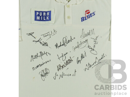 NSW Pura Milk Blues 1997-98 Player-Issued Signed Framed Cricket Shirt