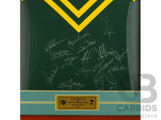 2007 Bundaberg Rum ANZAC Test Australia v New Zealand Australian Kangaroos Team Signed Jersey