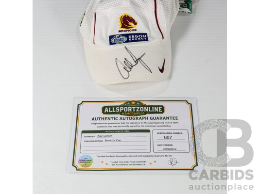 Brisbane Broncos Premiership Winner Allan Langer Signed Brisbane Broncos Cap & Football Collection