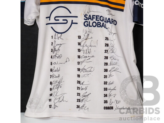 ACT Brumbies 2004 Super 12 Grand Final Signed Match Ball & Safeguard Global ACT Brumbies Signed Jersey Collection