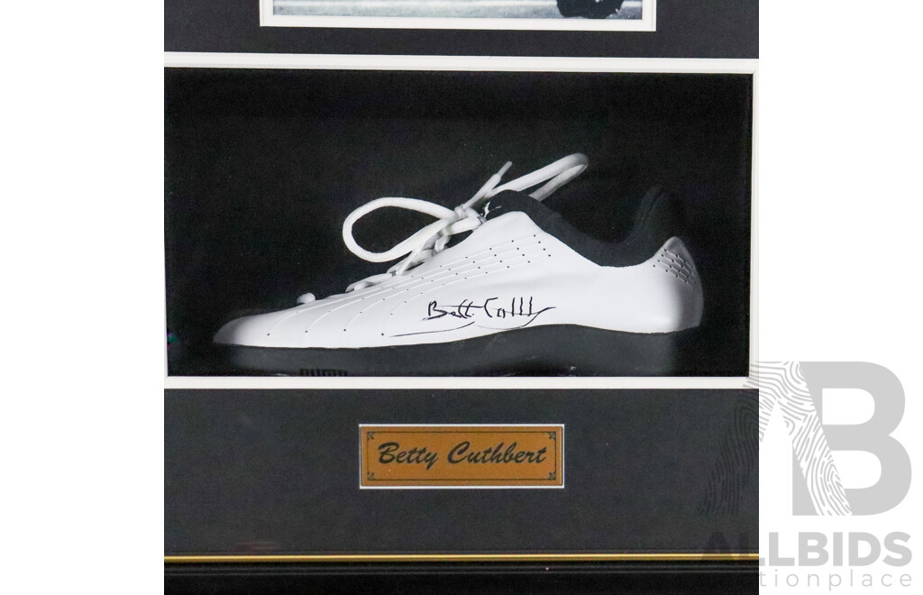 Betty Cuthbert Olympic Gold Medallist Signed Framed Running Spike with Photo & Plaque