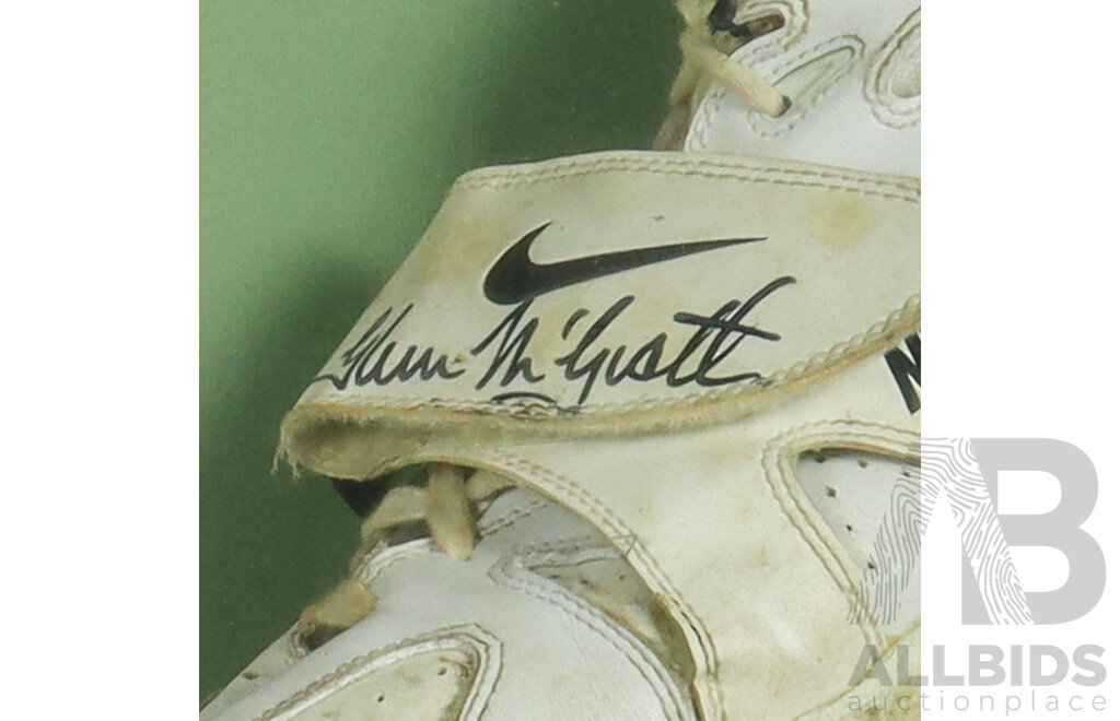 Glenn McGrath Australian Test Cricketer Signed Framed Match-Worn Cricket Spikes