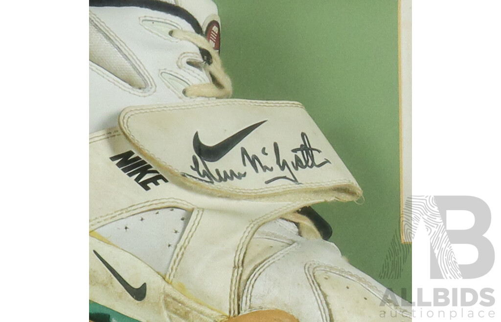 Glenn McGrath Australian Test Cricketer Signed Framed Match-Worn Cricket Spikes