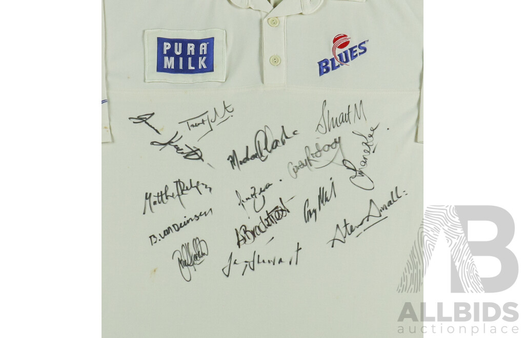 NSW Pura Milk Blues 1997-98 Player-Issued Signed Framed Cricket Shirt