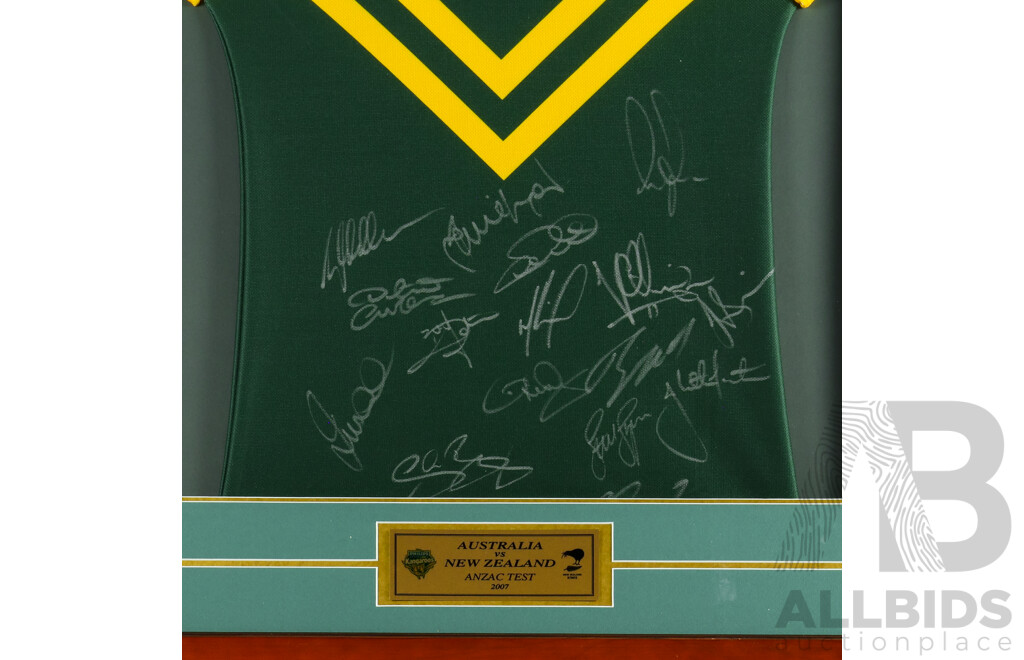 2007 Bundaberg Rum ANZAC Test Australia v New Zealand Australian Kangaroos Team Signed Jersey