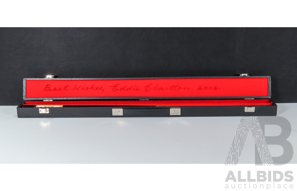 Eddie Charlton World Snooker Championship Finalist Signed Cue & Carry Case