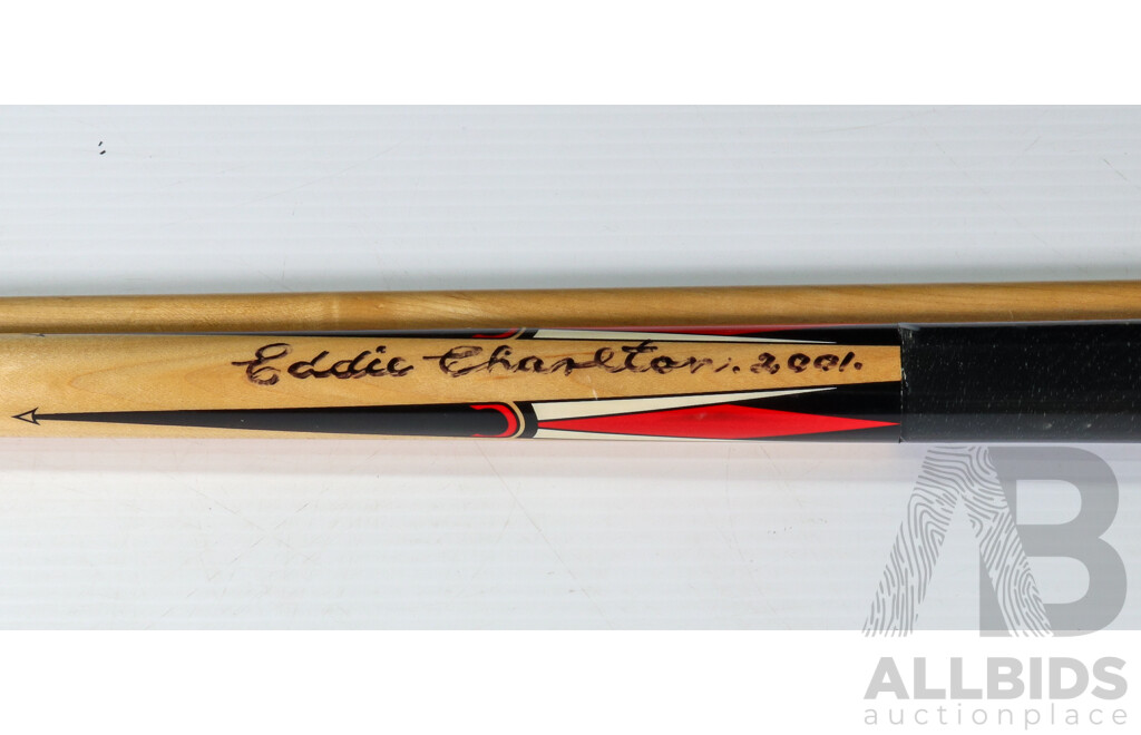 Eddie Charlton World Snooker Championship Finalist Signed Cue & Carry Case
