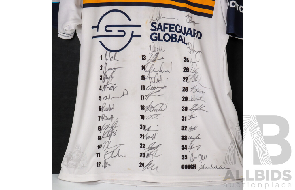 ACT Brumbies 2004 Super 12 Grand Final Signed Match Ball & Safeguard Global ACT Brumbies Signed Jersey Collection