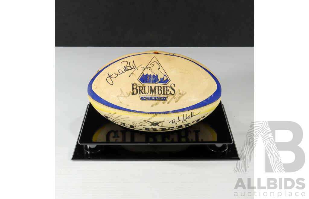 ACT Brumbies 2004 Super 12 Grand Final Signed Match Ball & Safeguard Global ACT Brumbies Signed Jersey Collection
