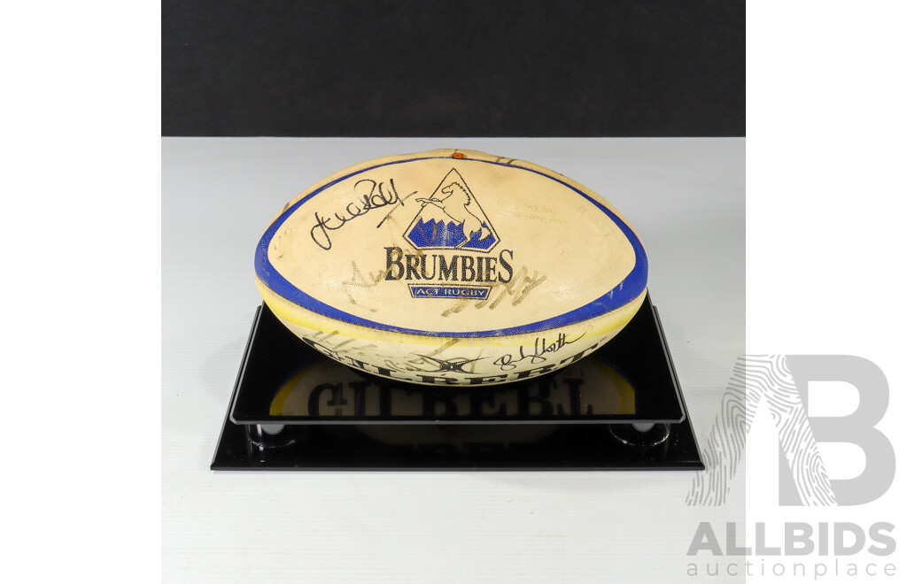 ACT Brumbies 2004 Super 12 Grand Final Signed Match Ball & Safeguard Global ACT Brumbies Signed Jersey Collection