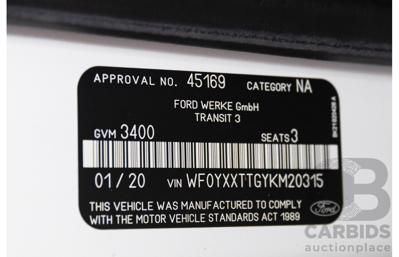 01/2020 Ford Transit Custom 340L LWB VN MY19.75 Van White Turbo Diesel 2.0L