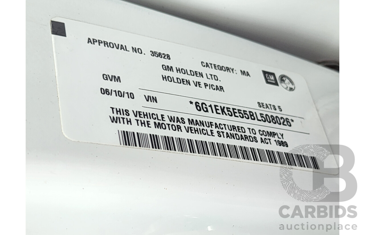 10/2010 Holden Commodore Omega VE MY10 4d Sedan White 3.0L