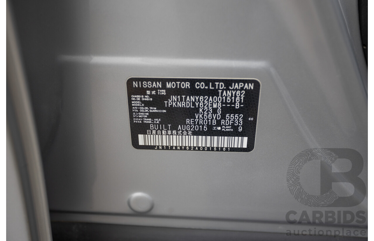 9/2015 Nissan Patrol Ti (4x4) Y62 Series 2 4d Wagon Brilliant Silver Metallic V8 5.6L