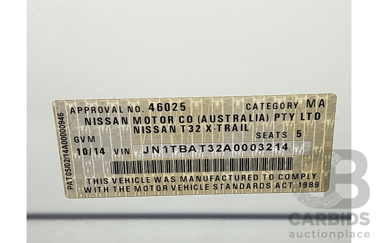 10/2014 Nissan X-Trail ST-L (fwd) T32 4d Wagon White 2.5L