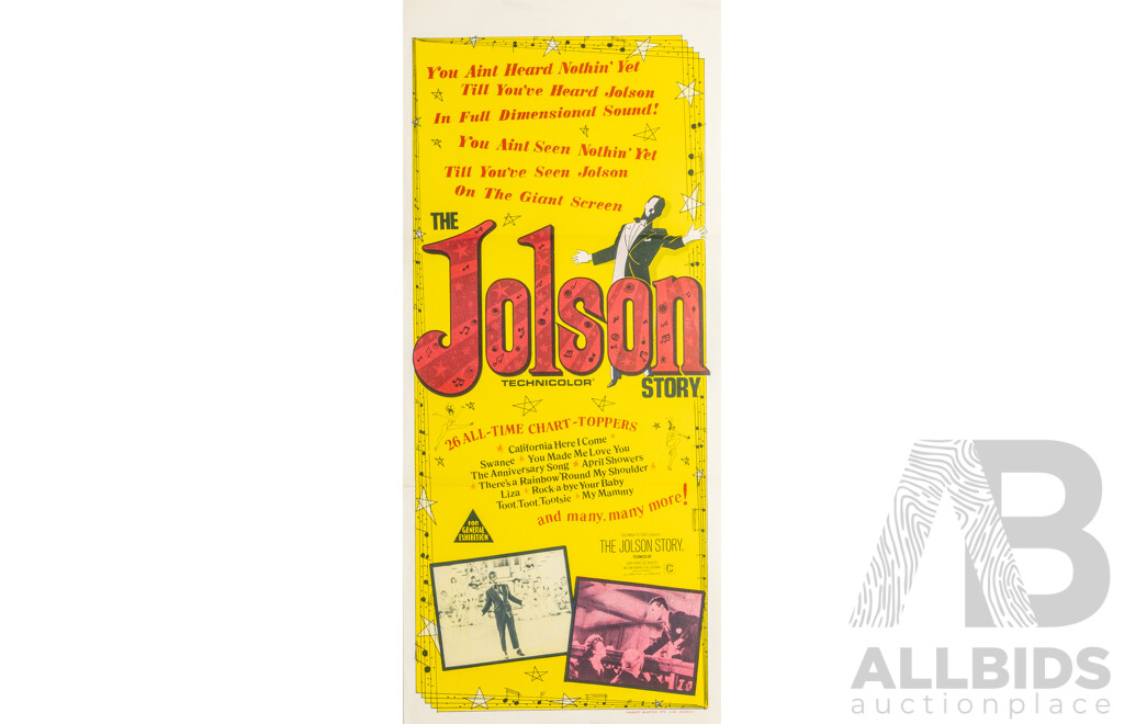 The Jolson Story (1946), Original Australian Daybill Cinema Poster, Robert Burton Pty. Ltd.