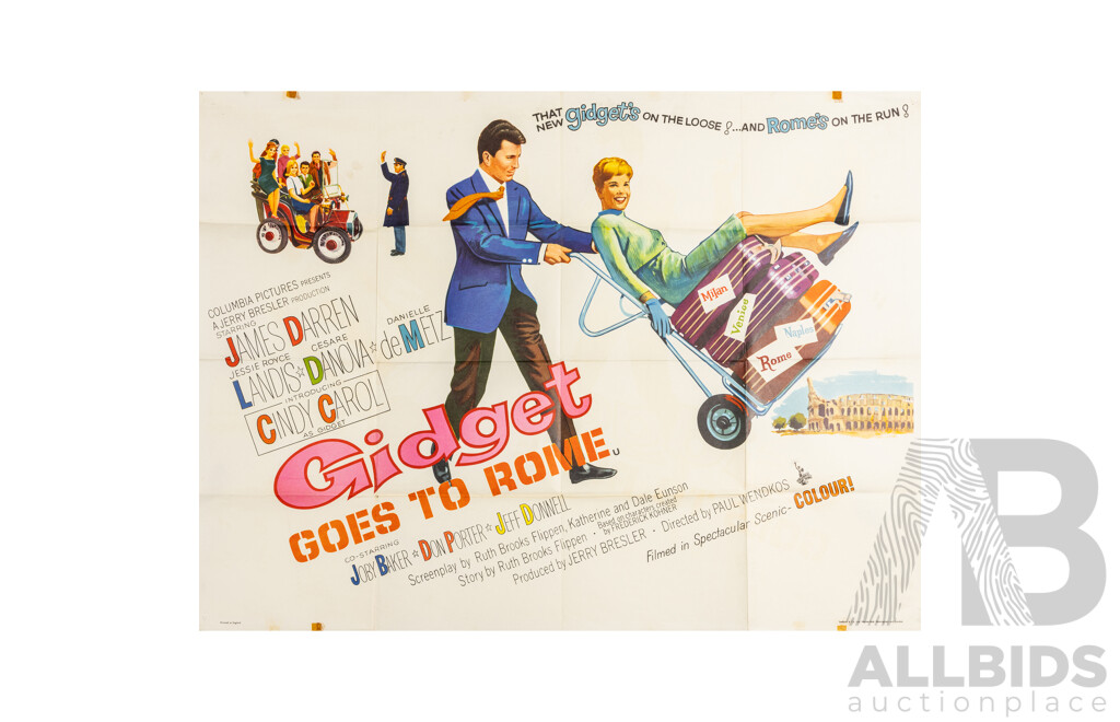Gidget Goes to Rome (1963), Original British-Printed Horizontal Cinema Poster, Stafford & Co.