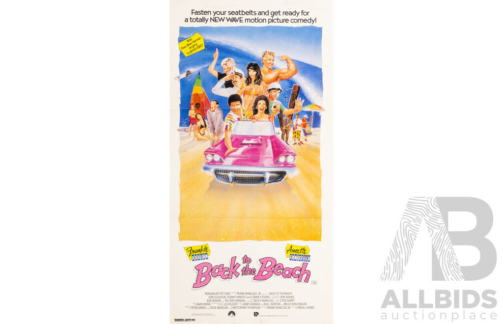 Back to the Beach (1987), Original Australian Daybill Cinema Poster, Frankie Avalon & Annette Funicello, Robert Burton Printers Pty. Limited