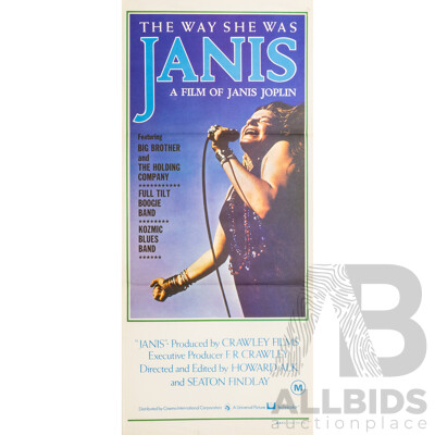 Janis: The Way She Was, A Film of Janis Joplin, (1974), Original Australian Daybill Cinema Poster, M.A.P.S. Litho Pty. Ltd.