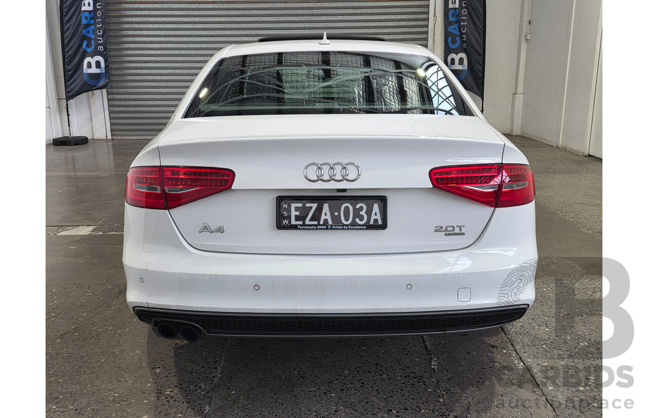 10/2013 Audi A4 2.0 TFSI QUATTRO AWD B8 (8K) MY14 4d Sedan White 2.0L
