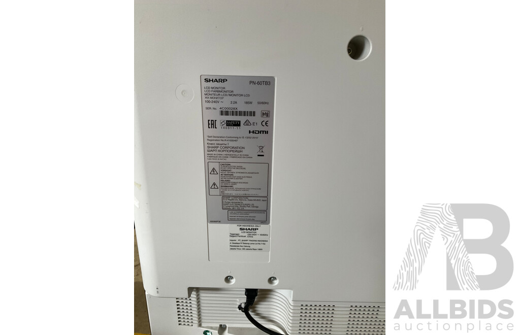 SHARP 60' (PN-60TB3) Interactive LCD Monitor