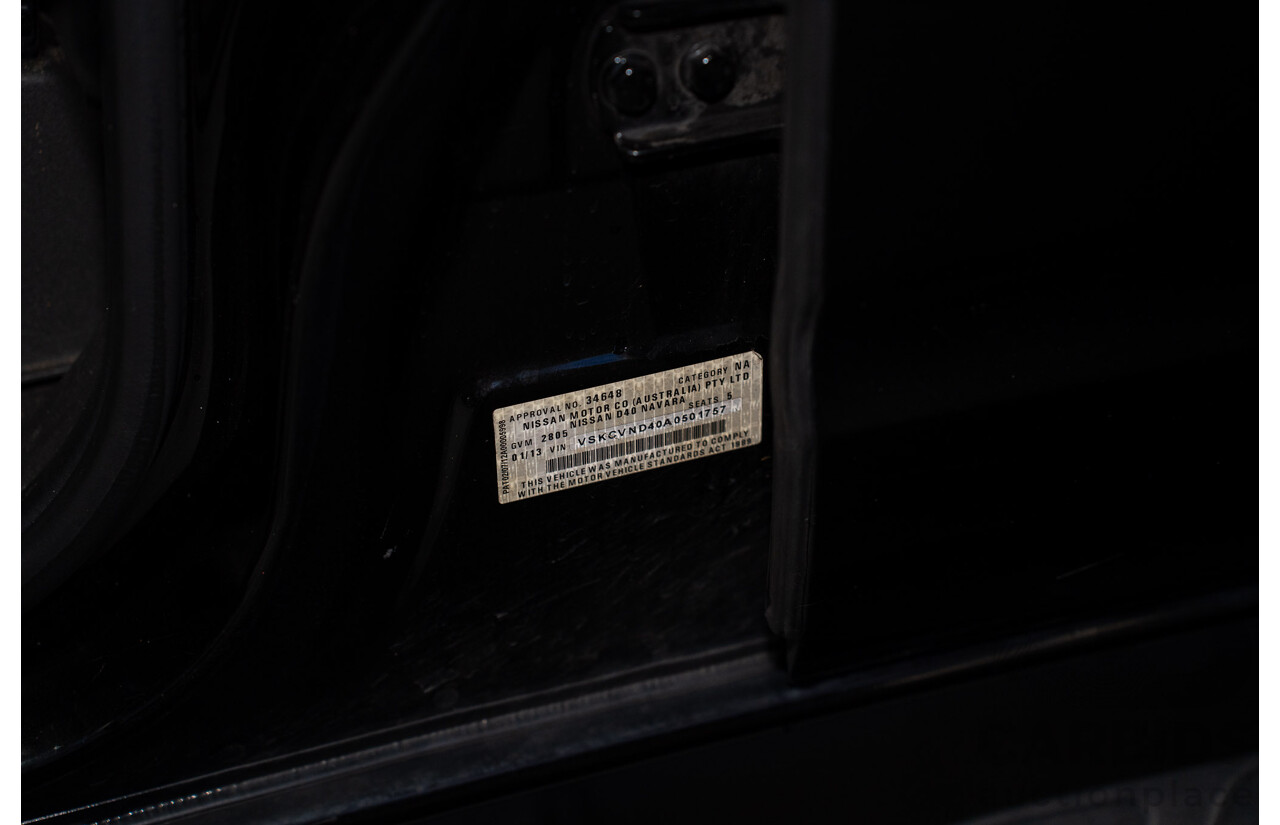01/2013 Nissan Navara ST (4x4) D40 Dual Cab P/Up Black Turbo Diesel 2.5L