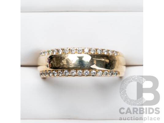 10ct Yellow Gold Double Row Diamond Fashion Band - Q.5