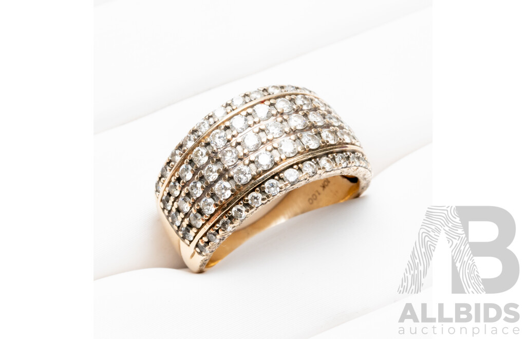 10ct Yellow Gold Diamond Cluster Ring - Size K