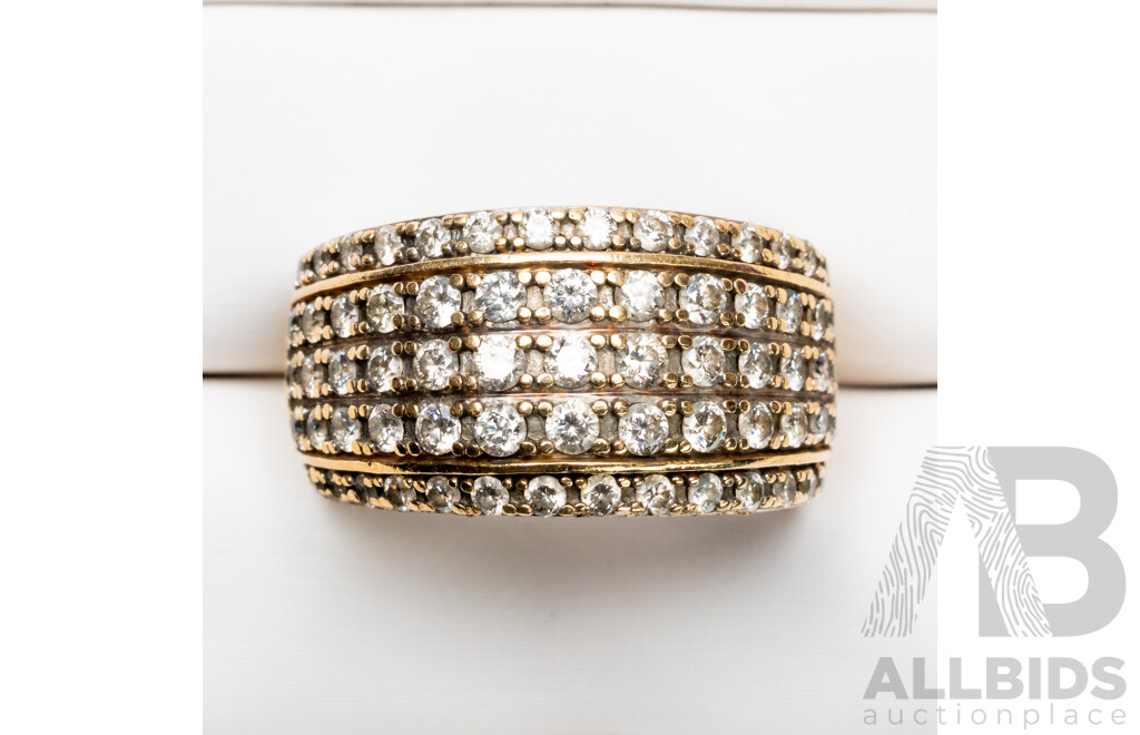 10ct Yellow Gold Diamond Cluster Ring - Size K