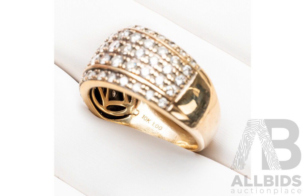 10ct Yellow Gold Diamond Cluster Ring - Size K