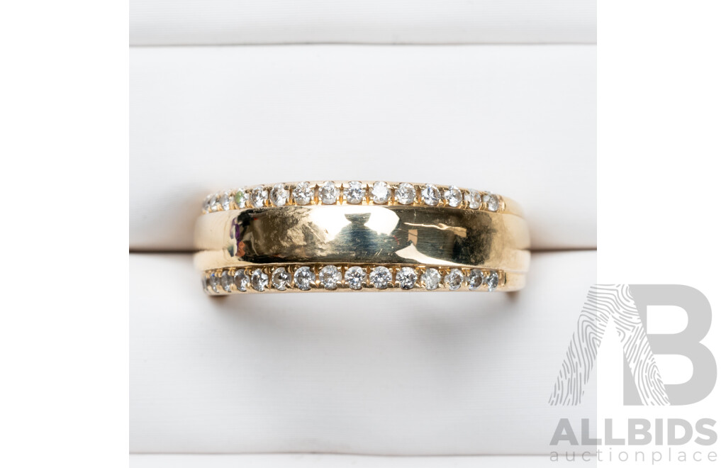 10ct Yellow Gold Double Row Diamond Fashion Band - Q.5
