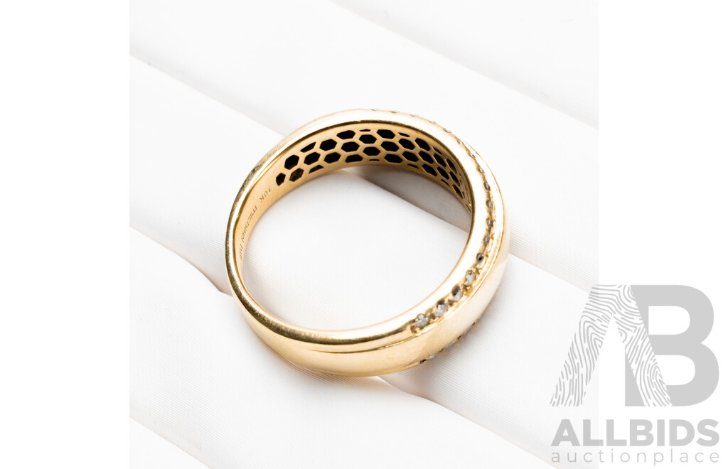 10ct Yellow Gold Double Row Diamond Fashion Band - Q.5