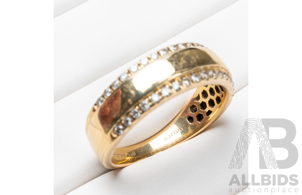 10ct Yellow Gold Double Row Diamond Fashion Band - Q.5