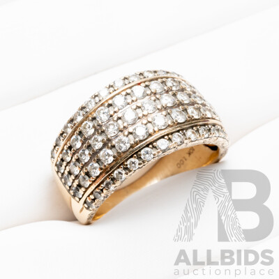 10ct Yellow Gold Diamond Cluster Ring - Size K