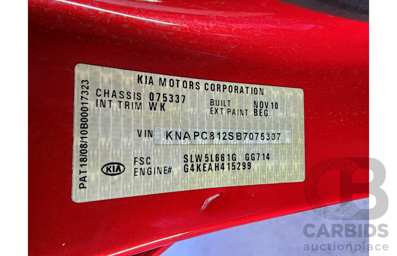 12/2010 Kia Sportage SLi (awd) SL 4d Wagon Red 2.4L