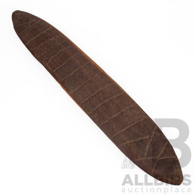 Vintage Heavily Carved Indigenous Mulga Wood Shield