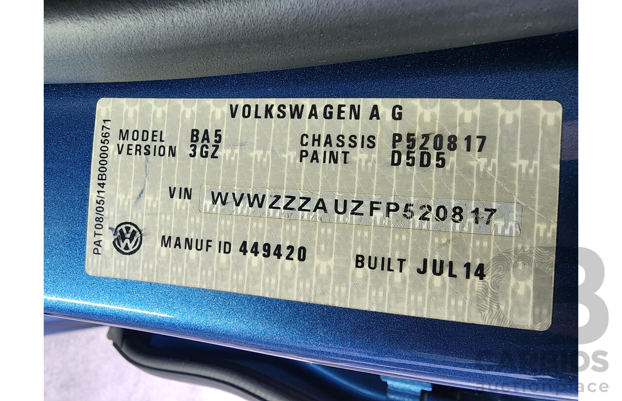 09/2014 Volkswagen Golf 90 TSI Comfortline AU MY15 4d Wagon Blue 1.4L