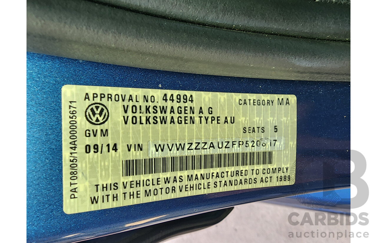 09/2014 Volkswagen Golf 90 TSI Comfortline AU MY15 4d Wagon Blue 1.4L