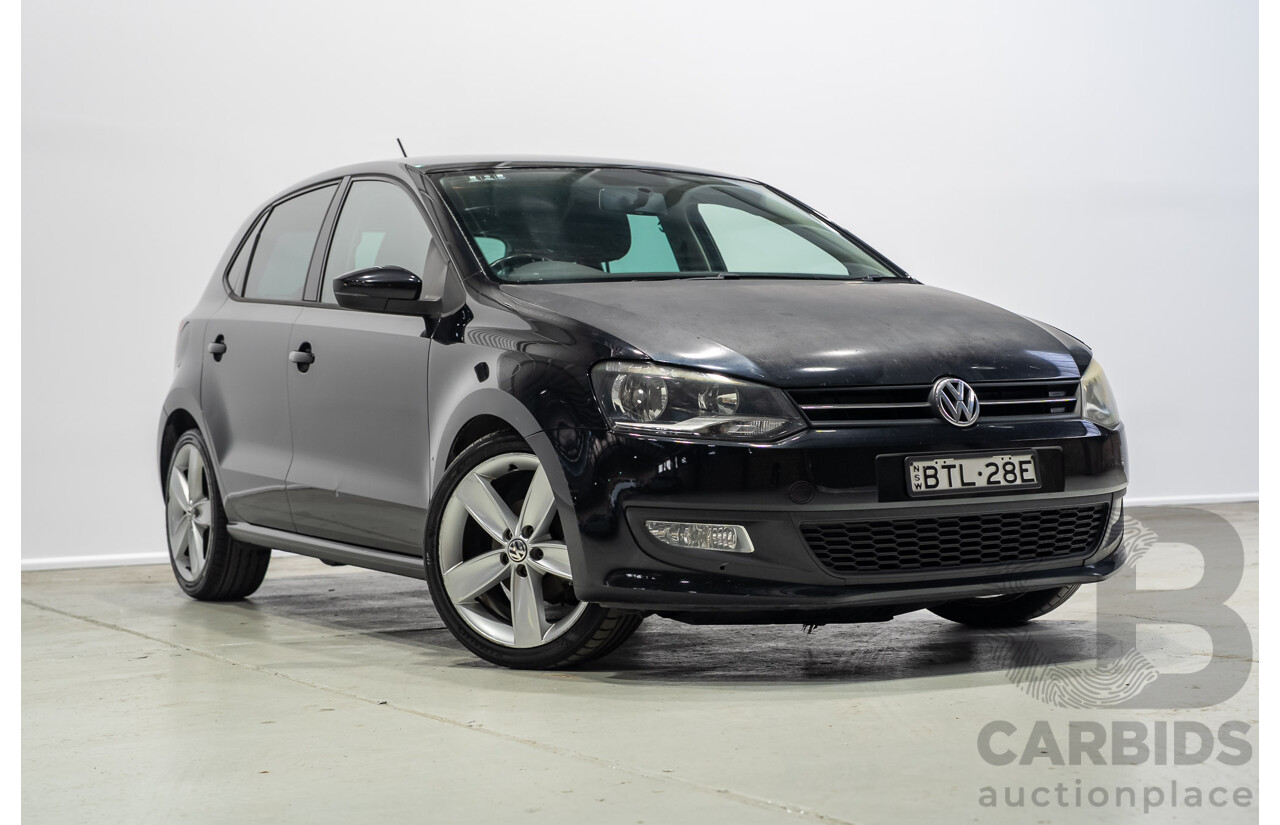 11/2010 Volkswagen Polo 77 TSI Comfortline 6R MY11 5d Hatchback Turbo Black 1.2L