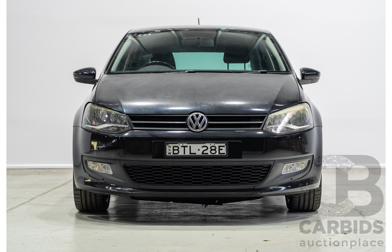 11/2010 Volkswagen Polo 77 TSI Comfortline 6R MY11 5d Hatchback Turbo Black 1.2L