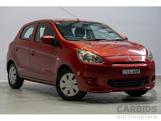 02/2014 Mitsubishi Mirage ES LA 5d Hatchback Maroon 1.2L