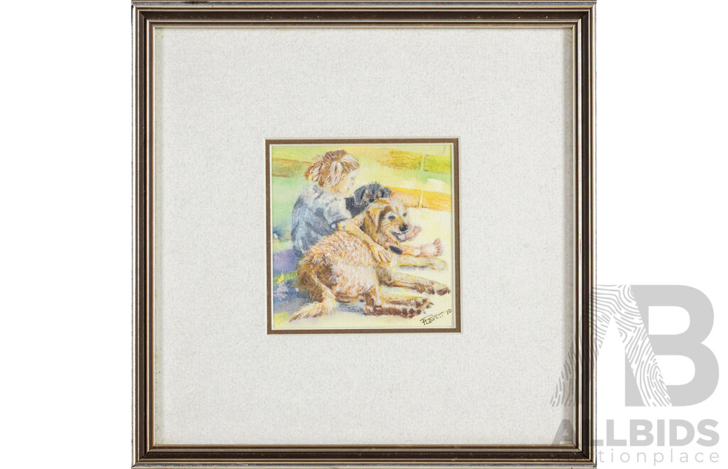 Penny Levett (20th Century, Australian), Best Buddies (2010), Original Watercolour, 25H x 25W cm (frame)