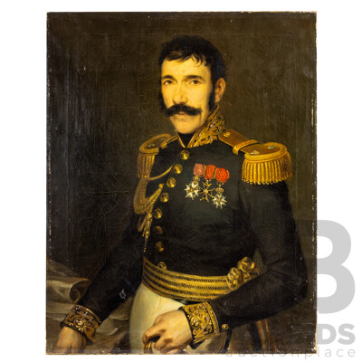 Artist Unknown (19th Century, Belgian), Portrait of General Brialmont, Highly Decorated French Military Officer (c. Second French Empire (1850-70s) Under Napoleon II), Antique Oil on Linen, 87H x 69W cm