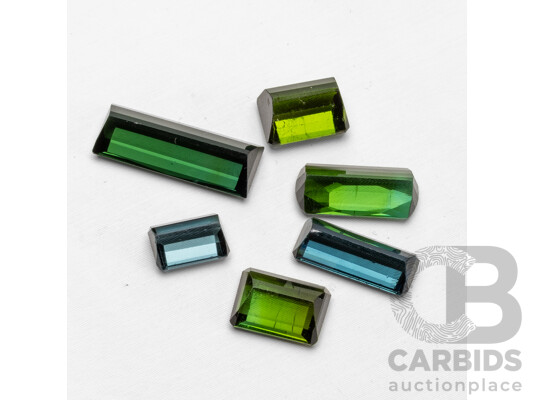 13.60cts of Green & Blue Natural Tourmalines - Lot of 6