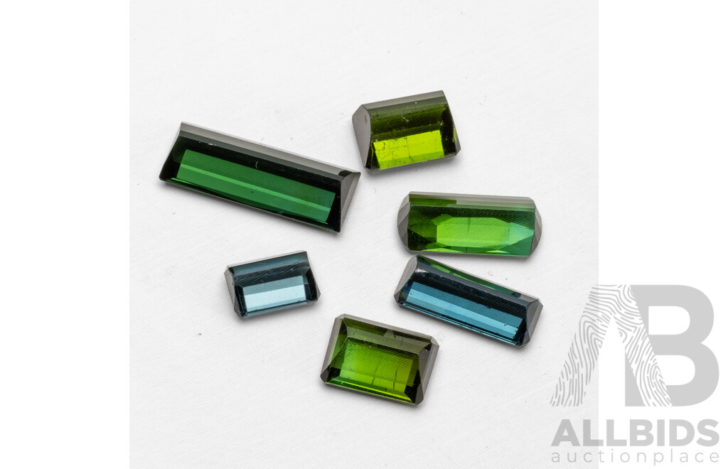 13.60cts of Green & Blue Natural Tourmalines - Lot of 6